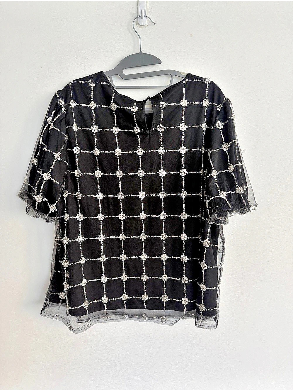 Adrianna Papell Sequin Embellished Blouse in Black Size XL